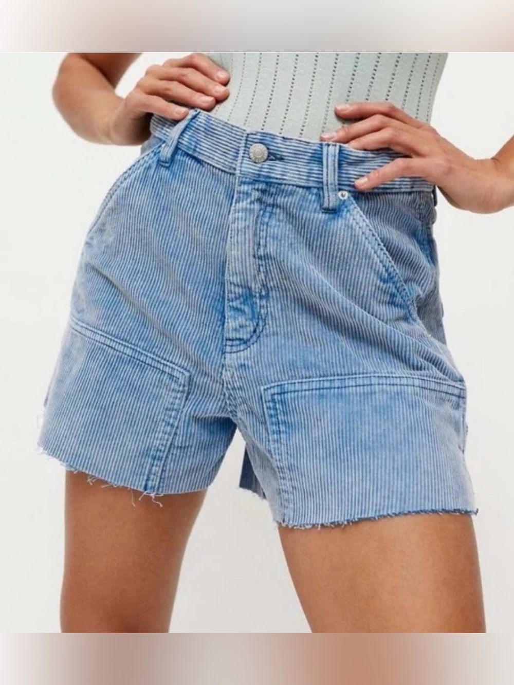 Urban Outfitters BDG High-Rise Carpenter Cut-Off Corduroy Shorts, Size 24.